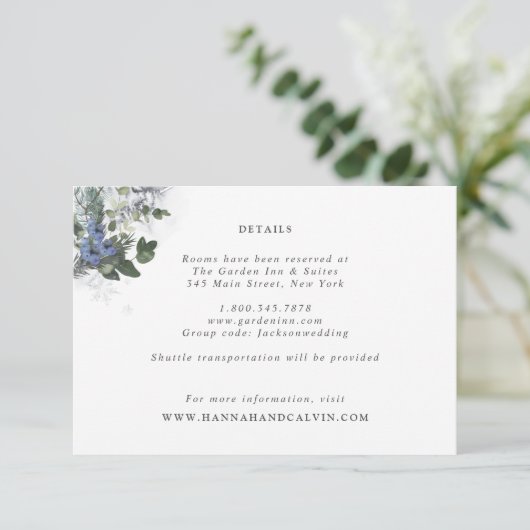 Carte de détails du Mariage À feuillage persistant (Debout devant)