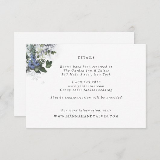 Carte de détails du Mariage À feuillage persistant (Devant / Derrière)