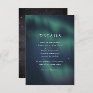 Carte de détails du Mariage aurora Northern Lights
