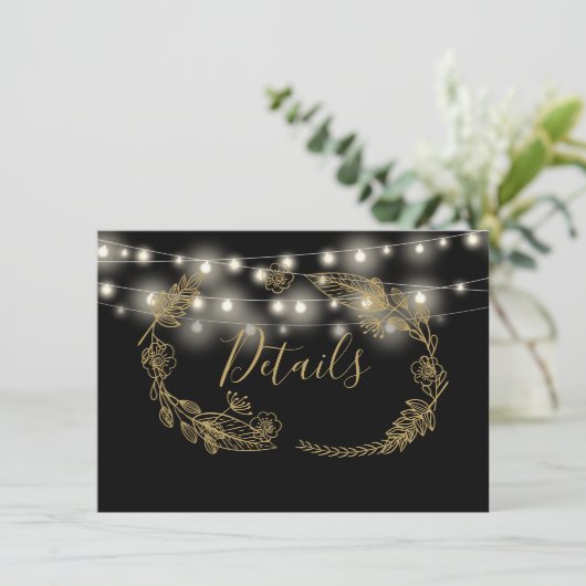 Carte de détails du Mariage Black And Gold (Debout devant)