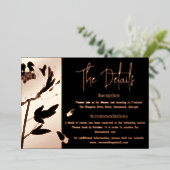 Carte de détails du Mariage Black and Rose Gold Pe (Debout devant)