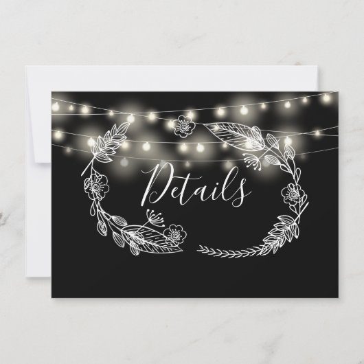 Carte de détails du Mariage Black and White String (Devant)