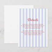 Carte de détails du Mariage bleu et rouge rayé (Devant / Derrière)