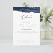 carte de détails du mariage bleu marine et or rose (Debout devant)