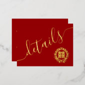 Carte de détails du mariage chinois de couronnes f (Recto/Verso)