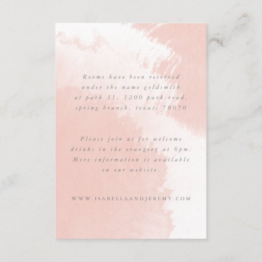 Carte de détails du mariage d'aquarelle (Dos)