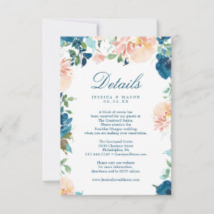 Carte de détails du Mariage d'aquarelle Midnight B
