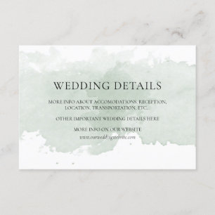 Carte de détails du mariage d'aquarelle verte Abst