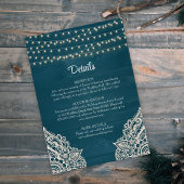 Carte de détails du Mariage Dark Turquoise Rustic 