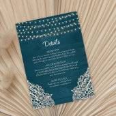 Carte de détails du Mariage Dark Turquoise Rustic 