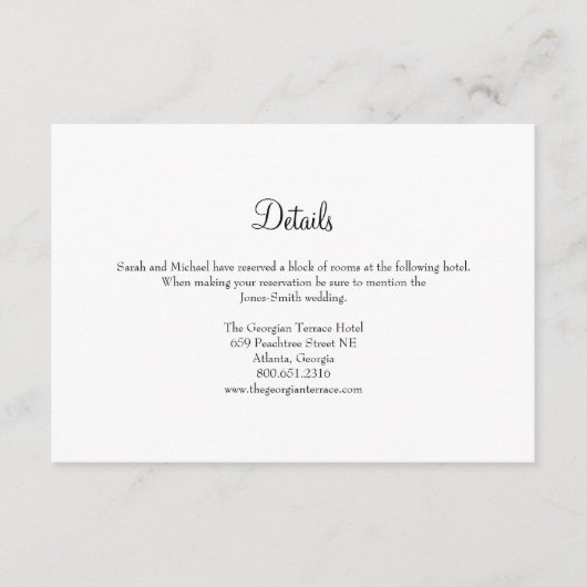 Carte de détails du Mariage de cadre élégant (Devant)