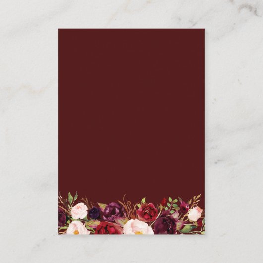 carte de détails du mariage de code ou de bordeaux (Dos)