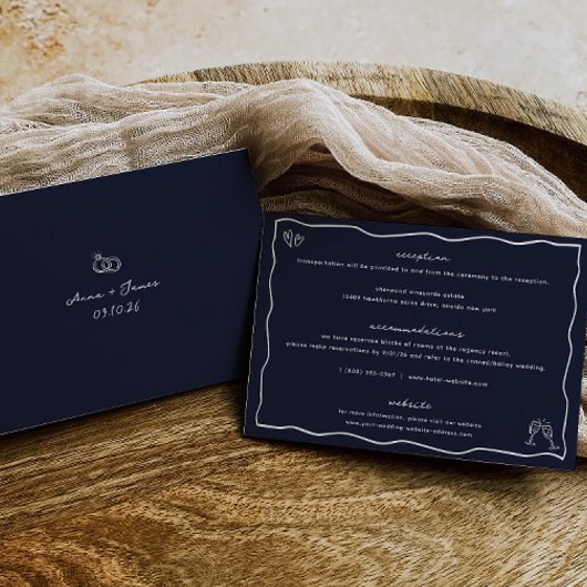 Carte de détails du Mariage de doodle à main lunai