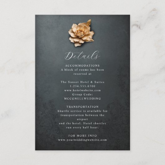 Carte de détails du mariage de fleur métallique ru (Devant)