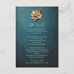 Carte de détails du mariage de fleur métallique ru