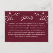 Carte de détails du Mariage de Fleur sauvage Rusti (Devant)