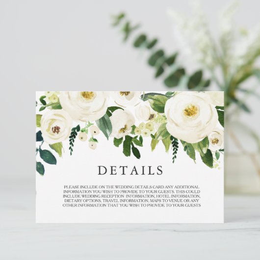 Carte de détails du Mariage de fleurs blanches (Debout devant)