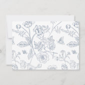 Carte de détails du Mariage de fleurs bleu foncé (Dos)