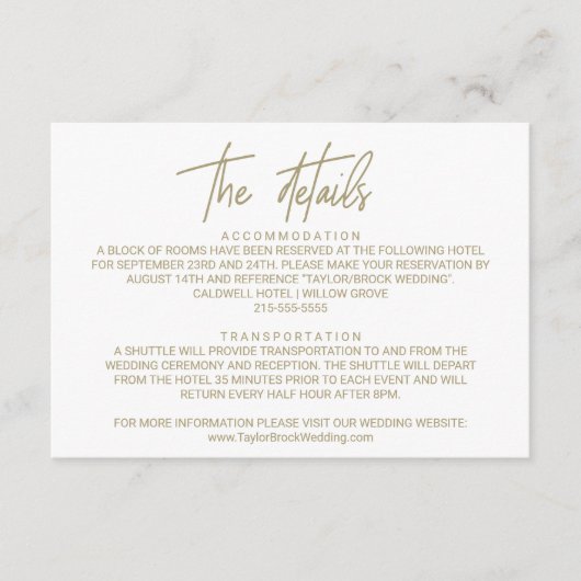 Carte de détails du Mariage de la calligraphie d'o (Devant)