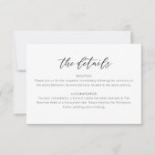 Carte de détails du Mariage de script d'aquarelle  (Devant)