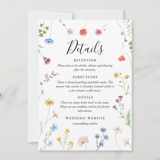 Carte de détails du Mariage du Fleur sauvage botan (Devant)