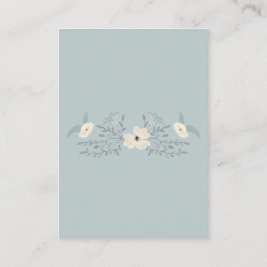 Carte de détails du Mariage Dusty Blue Floral (Dos)