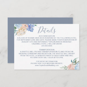 Carte de détails du Mariage Dusty Blue Florals