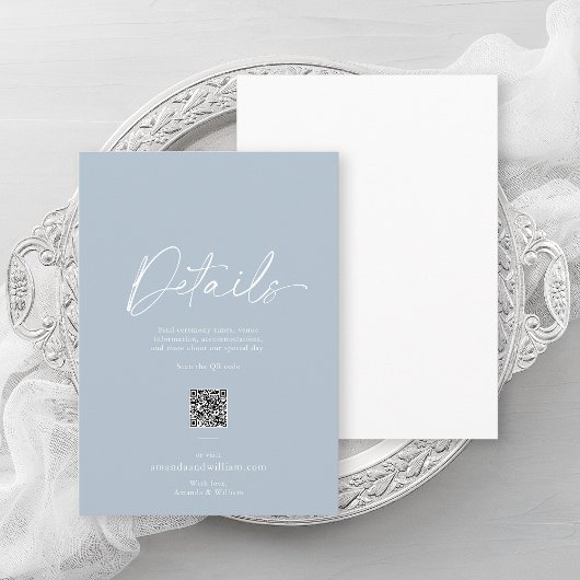 Carte de détails du Mariage Dusty Blue Minimalist