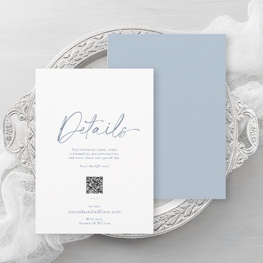 Carte de détails du Mariage Dusty Blue Minimalist