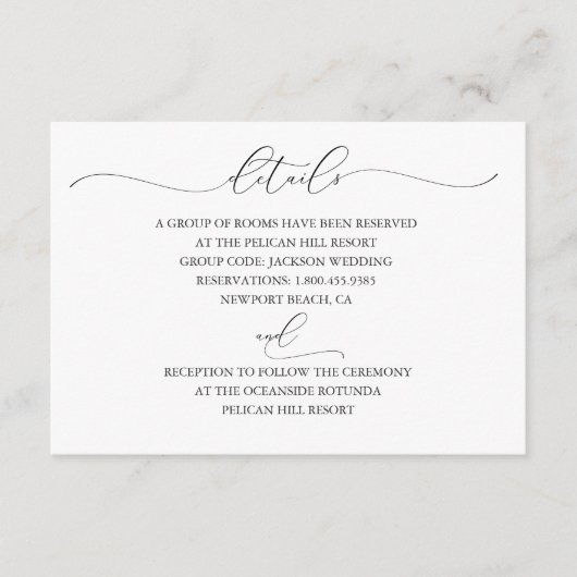 Carte de détails du Mariage Elegance sous-estimée (Devant)