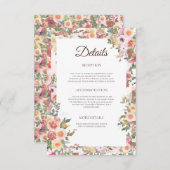 Carte de détails du Mariage floral (Devant / Derrière)