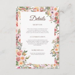 Carte de détails du Mariage floral