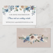 Carte de détails du Mariage floral bleu neutre Dus (Devant / Derrière)