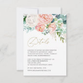 Carte de détails du Mariage floral Blush Garden (Devant)