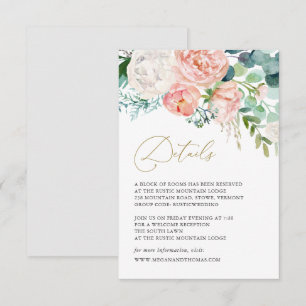 Carte de détails du Mariage floral Blush Garden