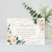 Carte de détails du Mariage floral or brillant géo (Debout devant)