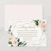 Carte de détails du Mariage floral or brillant géo (Devant / Derrière)