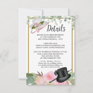 Carte de détails du Mariage floral romantique rose
