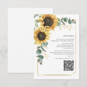 Carte de détails du Mariage Floral Sunflower Eucal (Devant / Derrière)