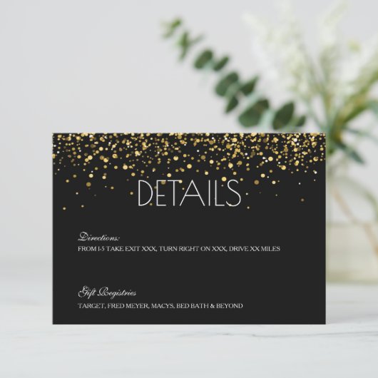 Carte de détails du Mariage Gold Parties scintilla (Debout devant)