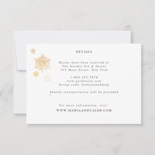 Carte de détails du Mariage Gold Snowflake (Devant)
