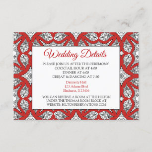 Carte de détails du Mariage Mandala noir et rouge