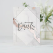 CARTE DE DÉTAILS DU MARIAGE MARBRE ET OR ROSE (Debout devant)