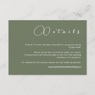 Carte de détails du Mariage minimaliste Sage Green