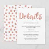 Carte de détails du Mariage Modern Rose Gold Love (Devant / Derrière)