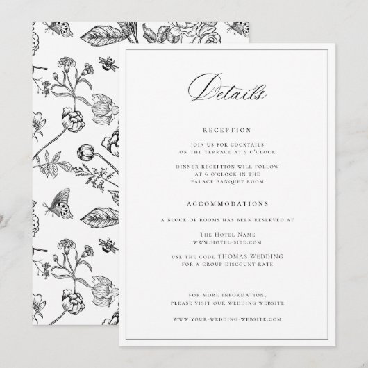 Carte de détails du Mariage noir Regency Era (Devant / Derrière)