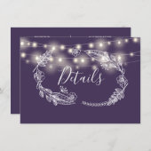 Carte de détails du Mariage Purple String Lights (Devant / Derrière)