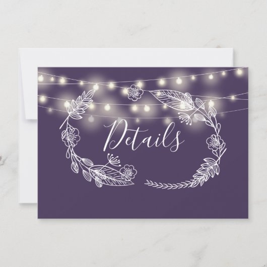 Carte de détails du Mariage Purple String Lights (Devant)