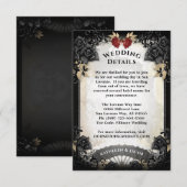 Carte de détails du Mariage Rose Halloween Elegant (Devant / Derrière)