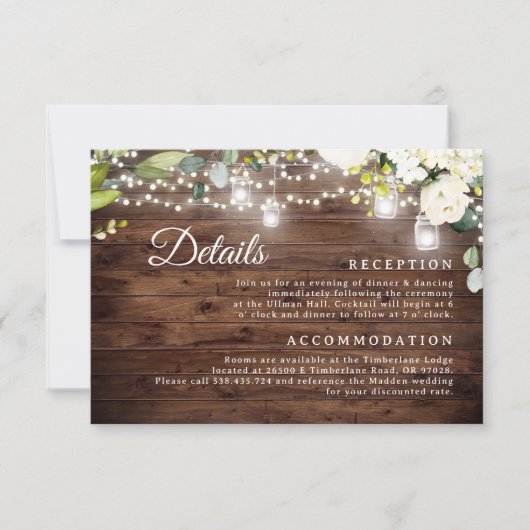 Carte de détails du Mariage Rustic Floral String L (Devant)